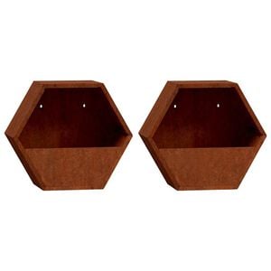 vidaXL Vasos/floreiras de parede 2 pcs a&ccedil;o corten cor enferrujado