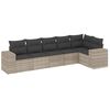 vidaXL 6 pcs conj. sof&aacute;s jardim com almofad&otilde;es vime PE cinzento-claro