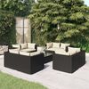 vidaXL 9 pcs conjunto lounge de jardim c/ almofad&otilde;es vime PE preto