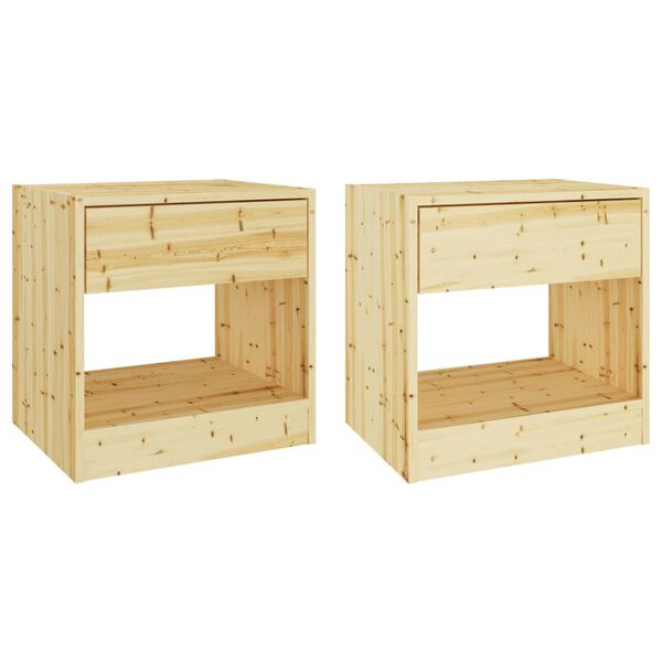 vidaXL Mesas de cabeceira 2 pcs 40x31x40 cm madeira de abeto maci&ccedil;a
