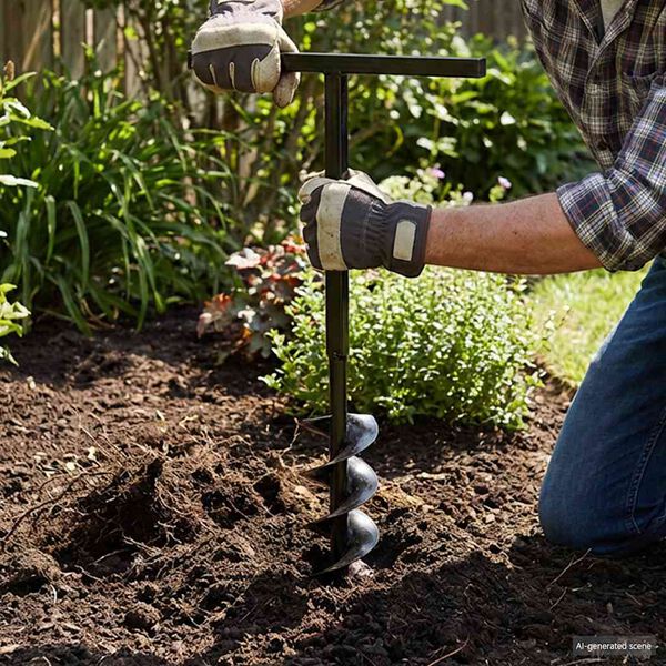 Broca de solo manual 120 mm com tubo de prolongamento 9 m a&ccedil;o