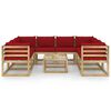 vidaXL Conj. lounge de jardim 9 pcs com almofad&otilde;es pinho impregnado