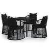 vidaXL 5 pcs conjunto de jantar p/ jardim c/ almofad&otilde;es preto