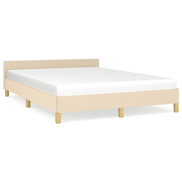 vidaXL Estrutura de cama sem colch&atilde;o 140x200 cm tecido cor creme