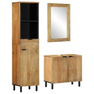 vidaXL 3 pcs conj. m&oacute;veis p/ casa de banho madeira mangueira maci&ccedil;a