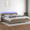 vidaXL Cama box spring colch&atilde;o/LED 200x200cm tecido cinza-acastanhado
