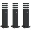 vidaXL Candeeiro ch&atilde;o p/ exterior c/ sensor 3 pcs 50 cm alum&iacute;nio preto