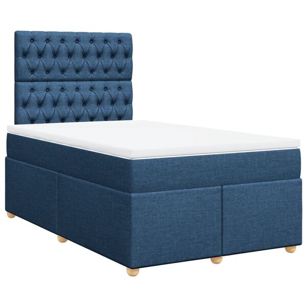 vidaXL Cama boxspring com colch&atilde;o 120x190 cm tecido azul