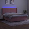 vidaXL Cama box spring c/ colch&atilde;o/LED 160x200 cm veludo rosa
