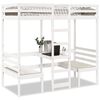vidaXL Cama alta c/ secretária/cadeiras 90x190 cm pinho maciço branco