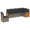 vidaXL 6 pcs conjunto sof&aacute;s de jardim com almofad&otilde;es vime cinzento