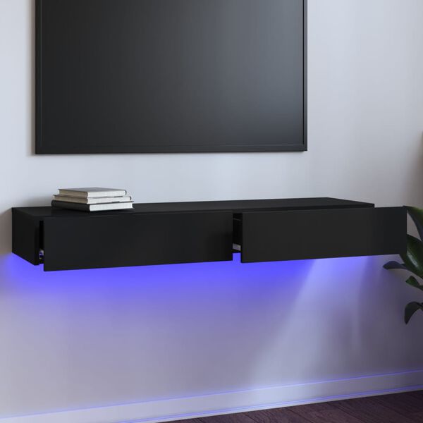 vidaXL Móvel de TV com luzes LED 120x35x15,5 cm preto
