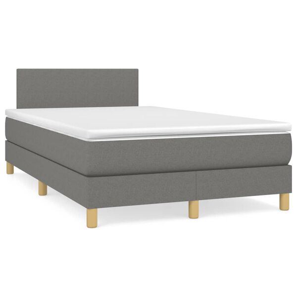 vidaXL Cama boxspring com colch&atilde;o 120x190 cm tecido cinzento-escuro