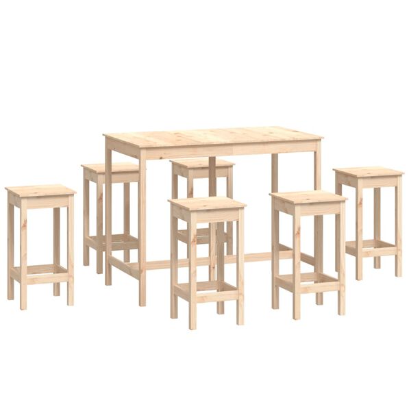 vidaXL 7 pcs conjunto de bar pinho maci&ccedil;o