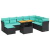vidaXL 6 pcs conjunto sof&aacute;s de jardim c/ almofad&otilde;es vime PE preto