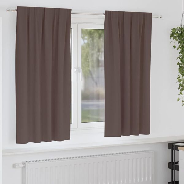 vidaXL Cortinas Blackout com Argolas 2 pcs Marrom Escuro 175 x 140 cm
