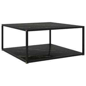 vidaXL Mesa de centro 80x80x35 cm vidro temperado preto