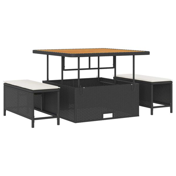 vidaXL Conjunto de Sof&aacute; de Jardim 9 pcs Preto vime PE