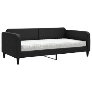 vidaXL Sof&aacute;-cama com colch&atilde;o 100x200 cm tecido preto