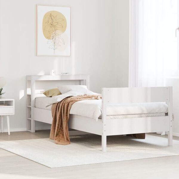 vidaXL Cama sem colch&atilde;o 90x190 cm madeira de pinho maci&ccedil;a branco
