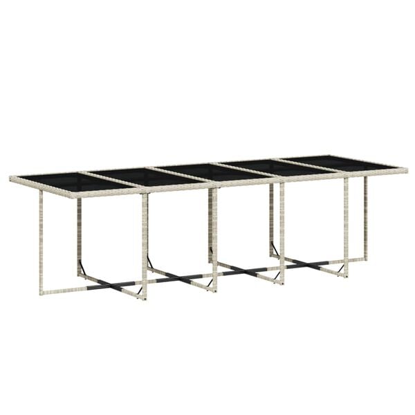 vidaXL 11 pcs conjunto jantar p/ jardim c/ almofad&otilde;es vime PE cinzento