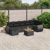 vidaXL 8 pcs conjunto sof&aacute;s de jardim com almofad&otilde;es vime PE preto
