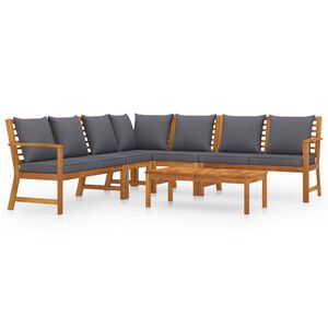 vidaXL 6 pcs conjunto lounge de jardim c/ almofad&otilde;es ac&aacute;cia maci&ccedil;a