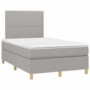 vidaXL Cama boxspring com colch&atilde;o 120x190 cm tecido cinzento-claro