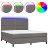 vidaXL Cama box spring c/ colchão/LED 180x200cm couro artificial cinza