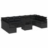 vidaXL Conjunto de Sof&aacute; de Jardim com almofada 11 pcs Preto vime PE