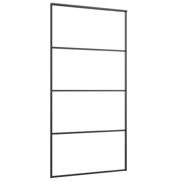 vidaXL Porta deslizante vidro ESG fosco e alumínio 102,5x205 cm preto