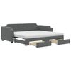 vidaXL Sof&aacute;-cama c/ gavet&atilde;o e gavetas 90x190 cm tecido cinzento-escuro