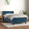 vidaXL Cama com molas/colch&atilde;o 90x190 cm veludo azul-escuro