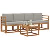 vidaXL Conjunto de Sof&aacute;s para Exterior 5 pcs Cinza Natural e Claro