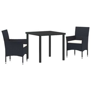 vidaXL Conjunto de Jantar para Jardim com almofada 3 pcs Bege vime PE