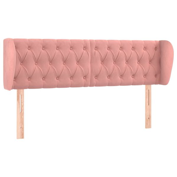 vidaXL Cabeceira de cama c/ abas veludo 147x23x78/88 cm rosa