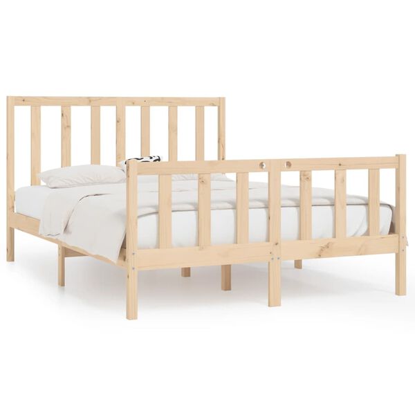 vidaXL Estrutura de cama 140x190 cm madeira maciça