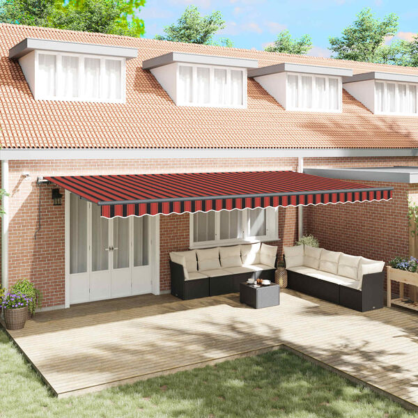 vidaXL Tecido de Toldos com laranja e castanho 600 &times; 300 cm Poli&eacute;ster