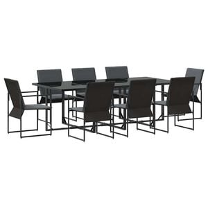vidaXL Conjunto de Jantar para Jardim 9 unid. Preto A&ccedil;o