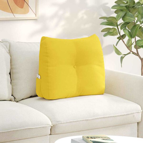 vidaXL Travesseiro para Costas Amarelo Claro 60 x 24 x 50 cm tecido