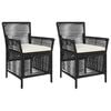 vidaXL Cadeira para Exterior 2 unid. Preto e Creme vime PE