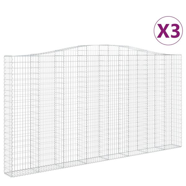 vidaXL Cestos gabi&atilde;o arqueados 3pcs 400x30x200/220cm ferro galvanizado
