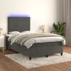 vidaXL Cama box spring colch&atilde;o LED 120x190cm couro artif. cinza-escuro