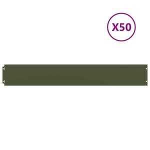 vidaXL Orlas relva 50 pcs verde azeitona 15x103 cm a&ccedil;o laminado a frio