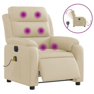 vidaXL Poltrona de massagens reclin&aacute;vel el&eacute;trica tecido creme