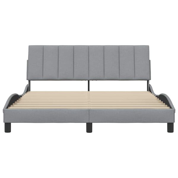vidaXL Estrutura de cama sem colch&atilde;o Hanko 160x200 cm tecido cinzento-claro