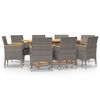 vidaXL 9 pcs conjunto de jantar para jardim com almofad&otilde;es cinzento
