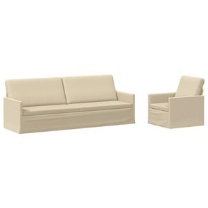 vidaXL Conjunto de Sof&aacute;s 2 pcs Creme Tecido