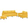 vidaXL 3 pcs conjunto de sof&aacute;s com almofad&otilde;es veludo amarelo