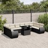 vidaXL 11 pcs conjunto sofás de jardim c/ almofadões vime PE preto